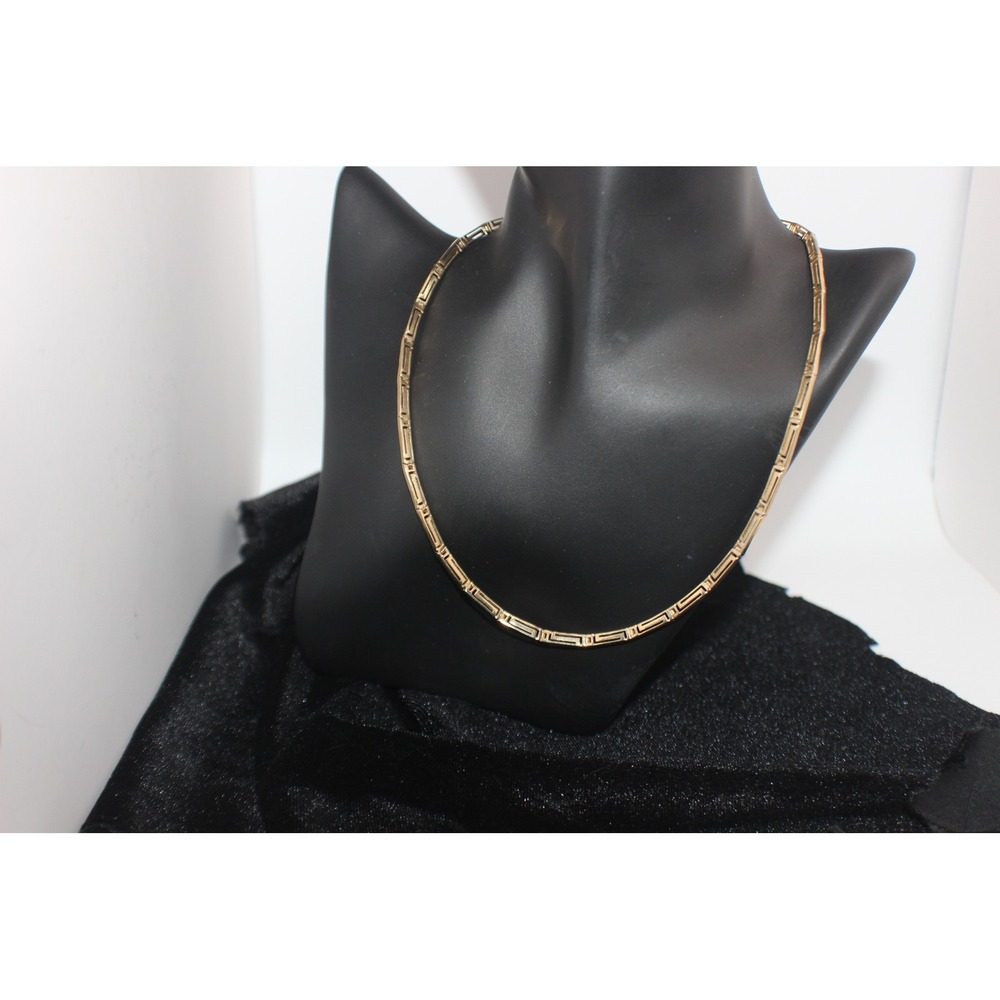 Solid 9k Yellow Gold Greek Key Link Necklace 13.90g 375 Hallmarked Geometric 17"